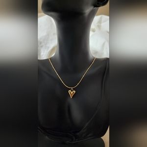 18k Gold Plated Stainless Steel Heart  Necklace